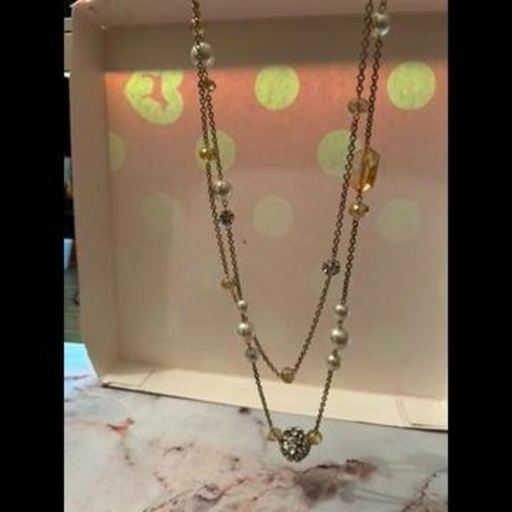 Elegant Multi-Strand Beaded Necklace with Crystal Pendant